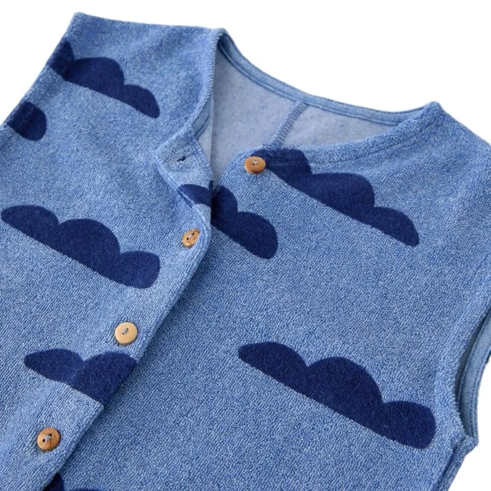 ZARA Boys Blue Cloud Print Terry Jumpsuit NWT Size 6